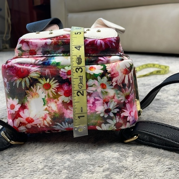 Betsey Johnson Kitsch Mini Floral Patent Backpack French Bull Dog - Picture 11 of 16